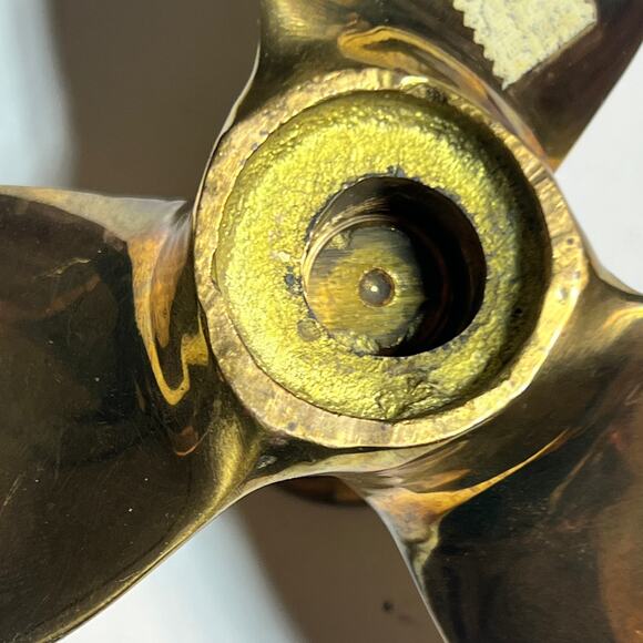 Vintage Solid Brass Nautical Propeller Candle Holder 4 in Coastal Decor - Picture 7 of 12